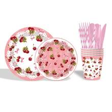 100/80/68/40/10 Set, With Cherry Element Theme, One-Time Party Plates, Paper Plates. Includes 7-Inch Plates, 9-Inch Plates, Paper Cups And Paper Towel Sets. Suitable For Multiple People, One-Time Tea Cups, One-Time Coffee Cups, Picnic Supplies, Birthday Parties, Camping, Decoration And Celebration Activities. Party Gifts, Bridal Gift Activities, Red Color, Cherry Pattern, One-Time Paper Plates. - Multicolor - View 3