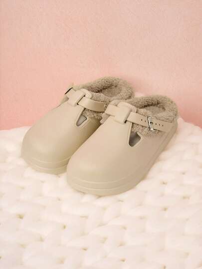 Hatastic Women's Slip-On Clogs, New Winter EVA Plastic Lightweight Thick Sole Fashion Indoor Furry Slippers Christmas Gifts