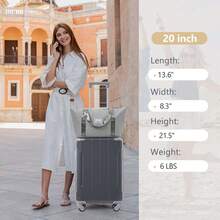 MERAX 20英寸登机箱三件套，带万向轮，轻便硬壳ABS材质，适合周末短途旅行、商务出行，酷灰色拉杆箱，万向轮旅行箱，硬壳旅行箱，带轮登机箱，男女旅行必备，适合度假、商务出行，大容量，旅行必备配件，旅行收纳整理箱，旅行用品 - Cool Gray - 查看 2