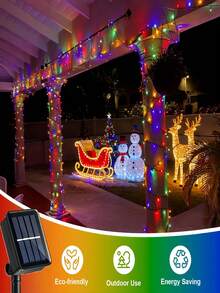 1 pieza Luces de cadena solares, 20/50/100/200 LED Luces de Navidad, Luces de hadas inteligentes con 8 modos - Luces impermeables para exteriores para árbol, patio, jardín, boda, festival, Navidad, Año Nuevo, balcón, cerca (Blanco frío, Blanco cálido, Morado, Multicolor)