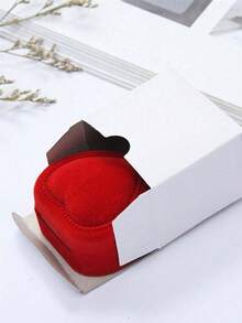 1 hộp đựng nhẫn nhung đơn, thiết kế hình trái tim màu sắc ngẫu nhiên dành cho nhẫn đính hôn/đám cưới, quà tặng ngày lễ tình nhân - Nhiều màu - Xem 3