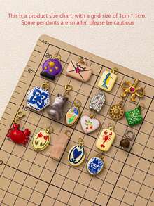 1件可爱新款时尚小猫太阳轮龙虾小鱼郁金香星空香槟蝴蝶不锈钢吊坠，电镀18K金，适用于DIY珠宝、项链、手链配件、耳环、钥匙扣、包包配件、女士珠宝配件、钱包配件、小吊坠、不锈钢DIY配件 - 彩色 - 查看 2