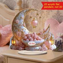 2D Acrylic Ornament For Ramadan, Gold Powder Starry Moon Lamp Shape, Home Living Room Holiday Decoration, Family Eid Al Fitr Celebration, Religious Activity Decoration, Holiday Gifts - Multicolor-decorations - View 3