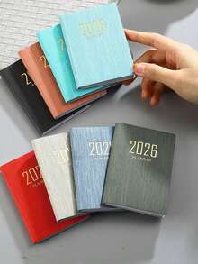 1pc 2026 British Style Calendar Notebook, Slim Weekly Planner, 365 Days Schedule Annual Calendar, Mini Portable Pocket Diary, Faux Leather Small Notepad, School Supplies,Back To School - Multicolor - View 5