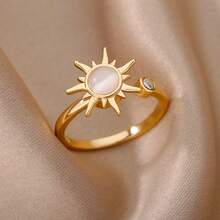 1 Pc Anti-Stress Anxiety Rings For Women Gold Color Open Adjustable Rotating Ring Aesthetic Wedding Fashion Jewelry Christmas Gifts For Birthday,New Year