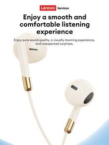 Tai nghe nhét tai có dây Lenovo Y106, Trình điều khiển động lớn Chất lượng âm thanh HIFI, Giao diện 3,5 mm hoặc Type-C, Micrô độ nét cao để gọi điện, Đeo thoải mái, Tai nghe có dây 1,2m tương thích với điện thoại thông minh, máy tính, máy chơi game - trắng - Xem 4