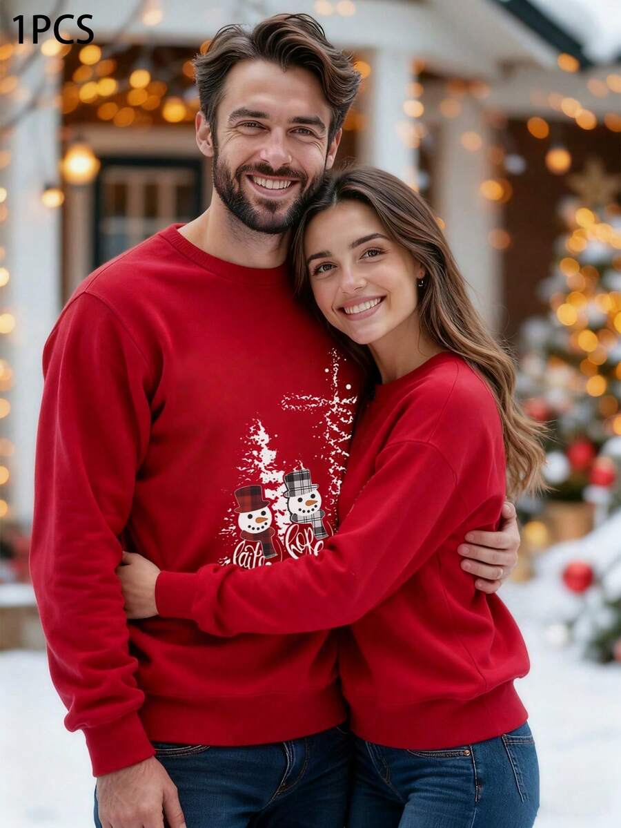 Fleece-gefütterter Damen Rundhals Sweatshirt, warme Fütterung für Herbst/Winter, Weihnachtsmann Muster, weich & vielseitig für den täglichen Gebrauch, Weihnachts-Sonderausgabe mit Neuheiten Design (geeignet für Feiertage/Alltag/besondere Anlässe), passend für Büro oder Outdoor - leuchtendes Rot - Übersicht 1