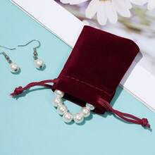 2025Nydotd 100pcs 2 X 2.8 Inch Black Velvet Cloth Jewelry Pouches Velvet Drawstring Bags Christmas Candy Gift Bag Pouch For Wedding Favors Gifts, Event Supplies Party Favors - 酒紅色 - 查看 5
