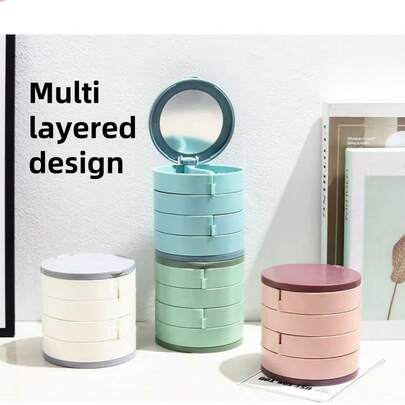 1 st bärbar smyckeskrin för resor. Lyxig minimalistisk smyckeskrin i akryl, kristallklar. Design med flera lager och fack. Bevara dina glittrande smycken. Modern minimalistisk spegelsmyckesskrin | Roterbar öppning. Klassificerad förvaring. Ger exklusivt visningsutrymme för varje smycke. Praktisk roterande smyckeskrin med flera lager | 360° problemfri åtkomst. Resevänlig. Elegant men ändå platsbesparande.
