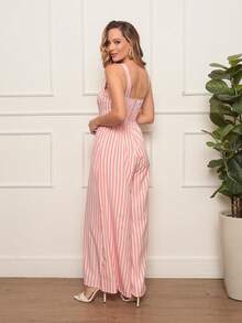 Casual Jumpsuit In Super Comfortable Marrant Fabric. - 珊瑚條紋 - 查看 3