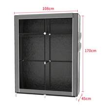 Fabric Storage Cabinet, Clothes Rack With Cover, Wardrobe, Closet, Metal Frame, For Bedroom, Wardrobe - Gray 108*170cm - View 3