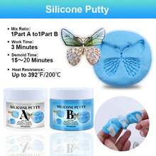 120G/454G Blue Silicone Putty, Silicone Mold Making Kit, Strong Flexible, Easy 1:1 Mixing Ratio For Reusable Silicone Molds, Resin Molds - Blue - View 3