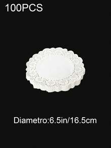 100入圓形白色紙蕾絲墊紙，一次性烘焙蕾絲餐墊，氣炸鍋內襯紙，鏤空蕾絲水果盤防油紙墊，適用手工DIY、餐具裝飾、派對、婚禮、蛋糕、甜點、烘焙、燒烤、煎炸食物、廚房、桌面裝飾 - 白色 - 查看 16