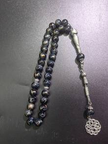 1 件 45 颗 10 毫米穆斯林祈祷珠手链，新款圆形珠子吊坠，经典款（黑色蓝色或棕色黑色可选），适合男女日常或节日佩戴 - 彩色 - 查看 17