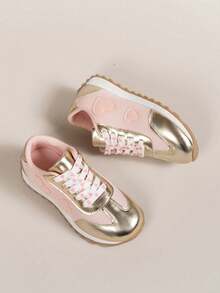 Girls' Heart-Shaped Pink Princess Casual Sneakers, Breathable & Comfortable, Suitable For Outdoor, Daily Wear, And Children's Sports - Pink - View 11