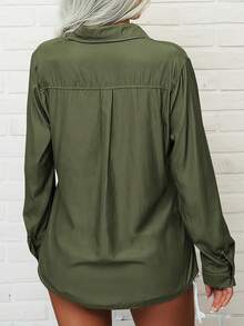 Elegant Women's Shirts, Women's Shirts, Party Tops, Minimalist Rural Style Women's Clothing, Club Tops, Holiday Clothing - 軍綠色 - 查看 2