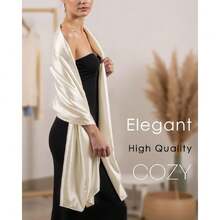 Satin Shawl Wraps For Women Evening Dresses Wedding Bridal Party Silky Scarf Formal Cover Up Bridesmaid Gifts,27467821 - 米色 - 查看 2