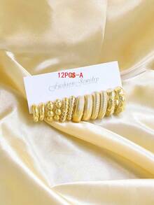 1-18 Pairs Fashionable Metallic Gold Spray Painted ABS Plastic Earring Set, Skin-Friendly, Minimalist Geometric Style, Suitable For Women's Daily Wear