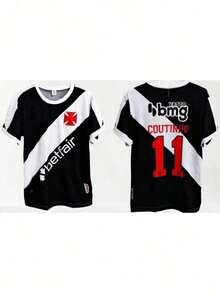 Vasco Da Gama Team Shirt, Black With Stripe - 黑色 - 查看 1