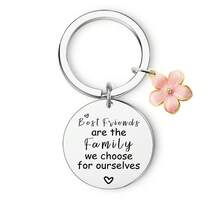 1 Móc khóa thép không gỉ New Friend dành cho nữ kèm mặt dây chuyền hình hoa, phụ kiện, quà tặng cho bạn thân, móc khóa túi xách - Bạc - Xem 1