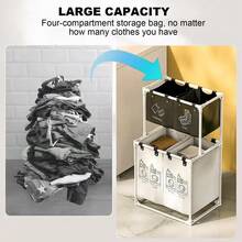 3-Tier Rolling Laundry Hamper, Foldable Clothes Sorting Basket Organizer With Wheels For Bedroom, Bathroom, Laundry Room Storage - Black/White/Beige - Black Small - View 5