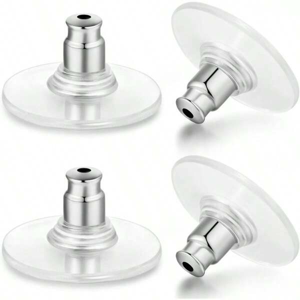 Earring Backs, 100pcs Flat Earring Backs Studs/ Ears, Hypoallergenic Secure Screw On Earring Backs Earring Backings Earring Backs Heavy EarringSilver