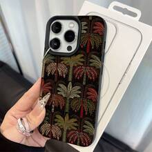Funda blanda para teléfono con diseño de palmeras tropicales, compatible con  17,  16,  16 Pro Max,  15,  15 Pro Max,  14,  13,  12 y  11 Pro. Fabricada en TPU, ofrece protección contra golpes. El regalo perfecto para familiares, amigos y seres queridos. - Negro - Ver 1