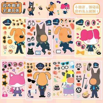 Pegatinas cambiables de Labrador sheriff adorables y maravillosas, juguete artesanal reutilizable y educativo, al por mayor