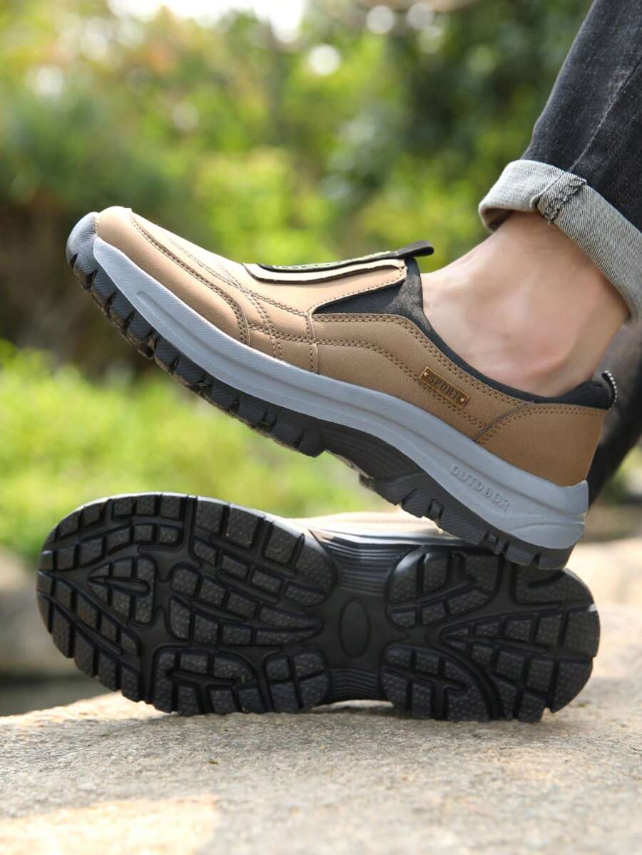 Men's Casual Sports Shoes, Outdoor Unisex Couples Non-Slip Durable Hiking Shoes, Comfortable Neutral Camp Shoes, Lightweight Soft-Sole Walking Shoes, Men's Trail Running Shoes, Gym Training Shoes, Cycling Travel Comfortable Cycling Shoes, Slip-On Casual Sports Shoes For Men, All Season - Khaki - View 1