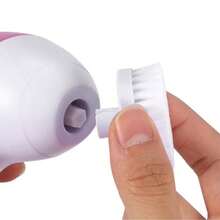Cepillo de limpieza facial eléctrico 5 en 1, masajeador facial de belleza, limpiador facial, herramienta de masaje adecuada para diferentes tipos de piel - Rosa - Ver 3