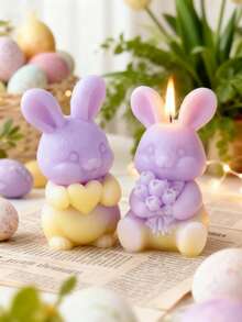 Easter Rabbit Silicone Candle Mold, 3D Rabbit Silicone Gypsum Craft Mold, Reusable And Easy To Demould, Suitable For DIY Fragrance Candles