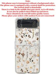 时尚全屏玫瑰花手机壳,带可调节斜挎颈绳,兼容三星 Galaxy Z Flip7 Flip6 Z Flip 5 4 3 粉色花卉折叠保护后盖 - 白碎花 - 查看 11