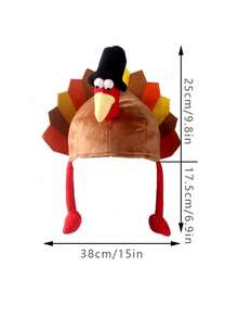 1pc Thanksgiving Turkey Hat- Novelty Lightweight Polyester Knit Hat With Camouflage Pattern & Animal Theme, Christmas Turkey Plush Running Hat, Holiday Party Supplies,Machine Washable, Suitable For Thanksgiving Dress Up Parties, Thanksgiving Decorations, Role Playing, Carnivals, Suitable For Women And Men - Multicolor - View 8