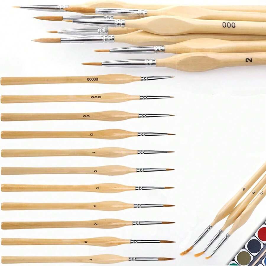 EstiloJuego De Pinceles De Detalle Micro De 10 Piezas, Pinceles Miniatura Para Detalles Finos Y Pintura ArtíStica, Brochas De Primera Calidad, Acuarela, Pintura Al Oleo, Cara, UñAs, Modelado, Detalles Y MáSVersióN Mejorada - 1 - Ver 1