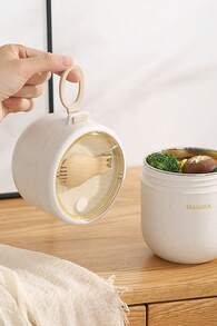 Wide Mouth Oatmeal Mug 20oz/27oz With Spoon – Dual-Layer Insulated Food Cup With Stainless Steel Inner Liner, Portable Breakfast Bowl With Handle And Leak-Proof Lid, Microwave-Friendly Design, Keeps Food Hot For Hours, Perfect For Office, School, Gym, Travel, And Gift Giving - White - Stainless Steel Inner Liner - 800ml - View 3