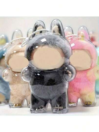 1pc [Vibrant For LABUBU Display Case] Vibrant Character Design, For LABUBU 1.0/2.0/3.0 Crystal Display Case - Front High-Performance Series Protective Cover | Dustproof Collector's Case For Dolls, Cute And Durable PMMA Material (Doll Not Included),Doll Statue Acrylic Protective Box For Labubu