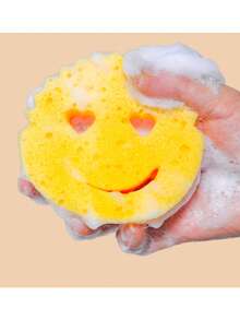 3pcs Smiling Face Multi-Functional 2-Layer Temperature Sensitive Scrub Sponge, Effective Cleaning, Double-Sided Kitchen Sponge - Temperature Sensitive, Scratch-Resistant Cleaning Pad, Suitable For Tableware And Modern Kitchen Sinks