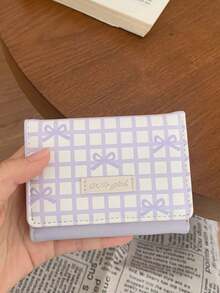 1个可爱蝴蝶结条纹女士迷你钱包，简约短款女士钱包，复古时尚小零钱包，时尚配饰，女士生日礼物，迷你钱包，零钱包，极简风格卡包，纤薄轻巧便携，可装现金、纸币、身份证、信用卡等，生日礼物 - 彩色 - 查看 11