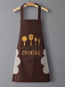1 sztuka, fartuch do kuchni domowej, wodoodporny i olejoodporny, męski i damski, materiał do pracy, nadruk kreskówkowy, modny pas, damski fartuch kuchenny, fartuch damski, fartuch kuchenny, akcesoria kuchenne.