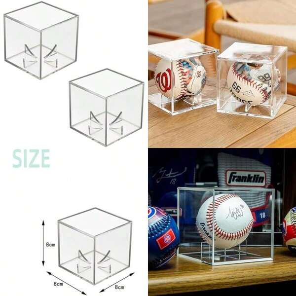 Pcs Vitrina de Béisbol, Estuche de exhibición de béisbol, Soporte de Béisbol de Cubo, Caja de Béisbol de ílico, Caja Transparente de Pelota de Tenis para Almacenamiento de Recuerdos, Protección(1)