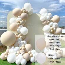 131pcs White Beige Balloon Garland Arch Kit Wedding Engagement Party Decor Baby Shower Balloons Set Kids Birthday Baptism Decoration Backdrop - Multicolor - View 6