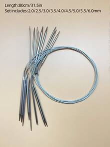 Set de 3/9 andrele circulare flexibile din oțel inoxidabil, cu șnur flexibil din oțel inoxidabil la mijloc pentru alunecarea ușoară a firului, mânere netede pentru înfilare, potrivite pentru pulovere, eșarfe și alte articole de tricotat