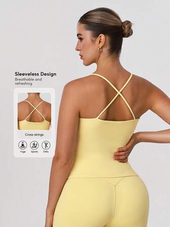 Sodalemon Top deportivo sin mangas con espalda cruzada, acolchado y de alto soporte para entrenamiento, correr y yoga al aire libre