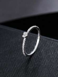 1pc Women's Engagement Cubic Zirconia Heart Shaped Ring, Suitable For Daily Wear