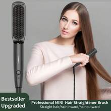 二合一男士胡须及头发直发器，PTC陶瓷加热专业直发梳，快速加热，防烫刷毛，加热胡须梳 - 美規A型插(110-127V) - 查看 6
