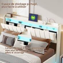 Caluself 90/140/160 X 190/200 Cm Double Bed Frame, Upholstered Bed, Hydraulic Storage Bed, Upholstered Lift Bed With Storage And Headboard With Storage, Wooden Slatted Base, Functional Bed, Youth Bed With Headboard And Slatted Frame, Velvet, Without Mattress - 米色 - 查看 6