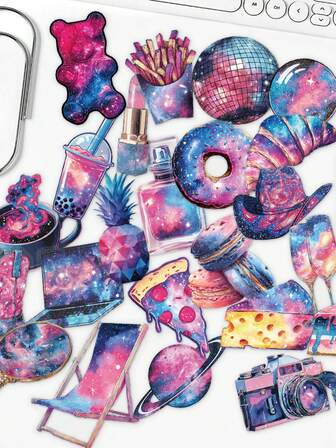 50pcs Starry Sky Sticker Set For Notebooks, Diaries, And Phone Cases