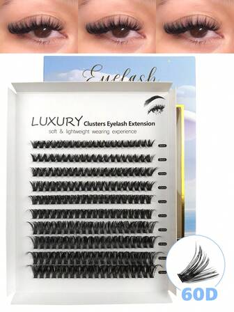 HINARIN 200 piezas de pestañas individuales con rizo D, esponjosas, de ojo de gato, en racimos de 8-16MM, de volumen natural, ideales para principiantes, para hacer en casa, perfectas para uso diario y ocasiones especiales