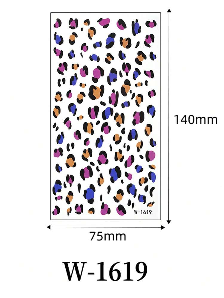 1枚 ヒョウ柄フェイスタトゥーシール、ワイルドカラーヒョウ柄ボディタトゥーシール、日常のコスプレメイク用一時的タトゥー、パーティーコスチューム用セクシーな偽タトゥーシール、春夏用タトゥー - マルチカラー - 見る 20