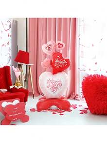 60-Inch Romantic Heart-Shaped Foil Balloon - No Power Needed, Suitable For Weddings, Anniversaries, Birthdays, Engagements - Perfect Couples Gift, Holiday Decor, No Power Source Required - Multicolor - View 6